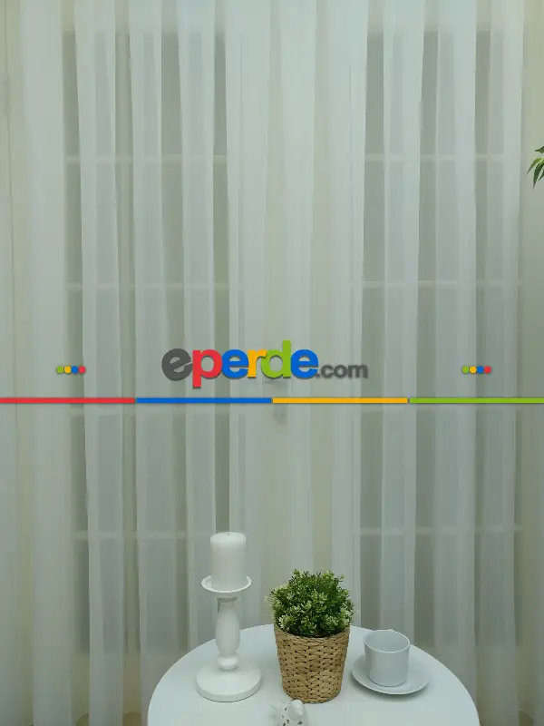 Ekru Kreep Düz Tül Perde