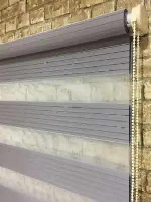 Mutfak - Gri Geniş Pliseli Zebra Perde- Gri-Füme-Antrasit