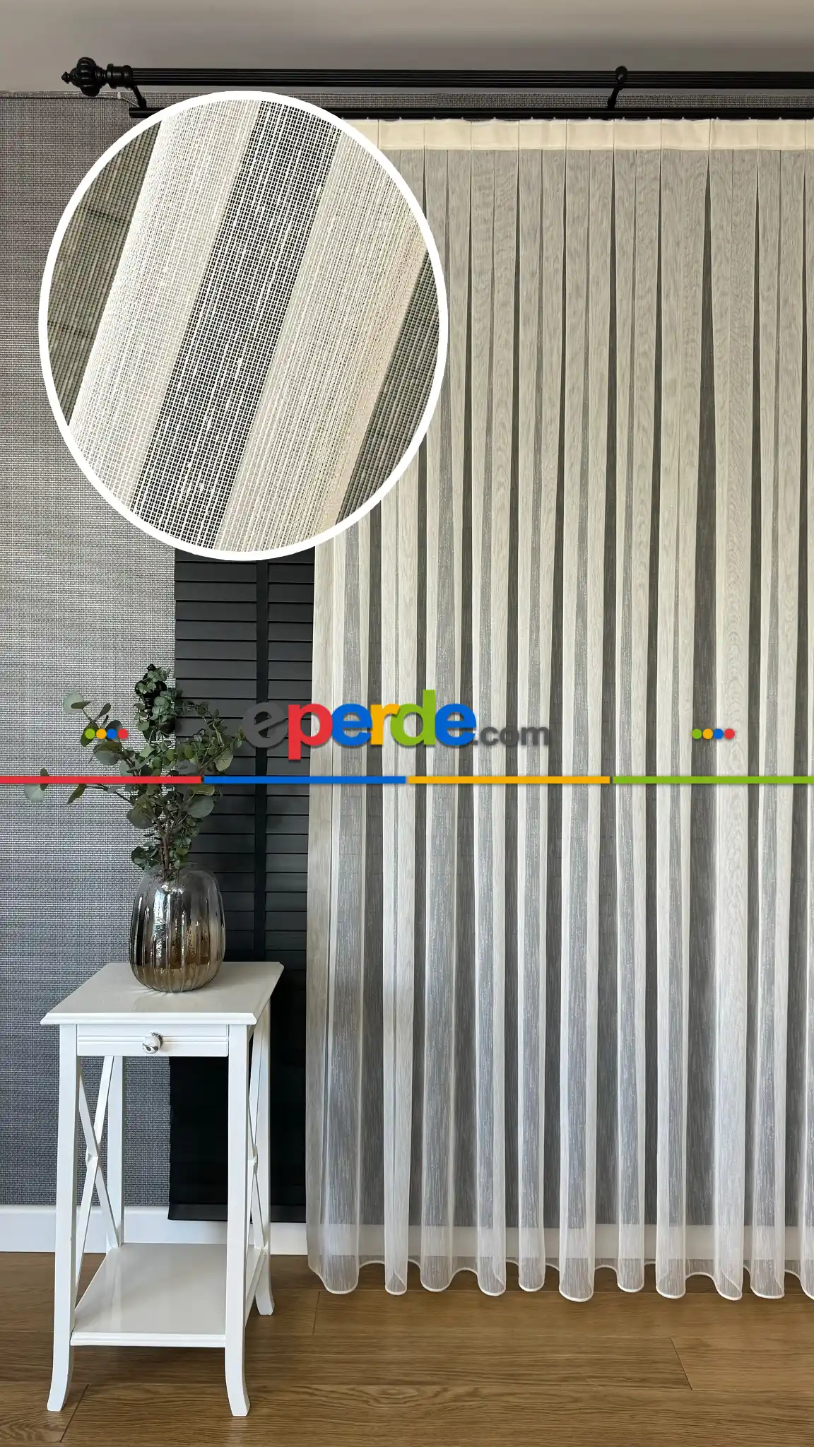 Ütü İstemeyen Koyu Krem Keten Şantuk Tül Perde - Armür Dokuma Kurşunlu Tül Perde