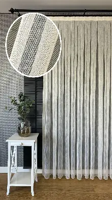 Mutfak Tül Ütü İstemeyen Koyu Krem Keten Şantuk Tül Perde - Armür Dokuma Kurşunlu Tül Perde