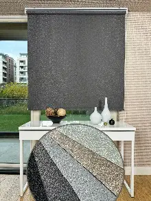 Mutfak Antrasit Gri Jakar Dokuma Stor Perde, Standart Metal Kasalı Yüksek Kalite Kornişe Kolay Montaj Seçenekli