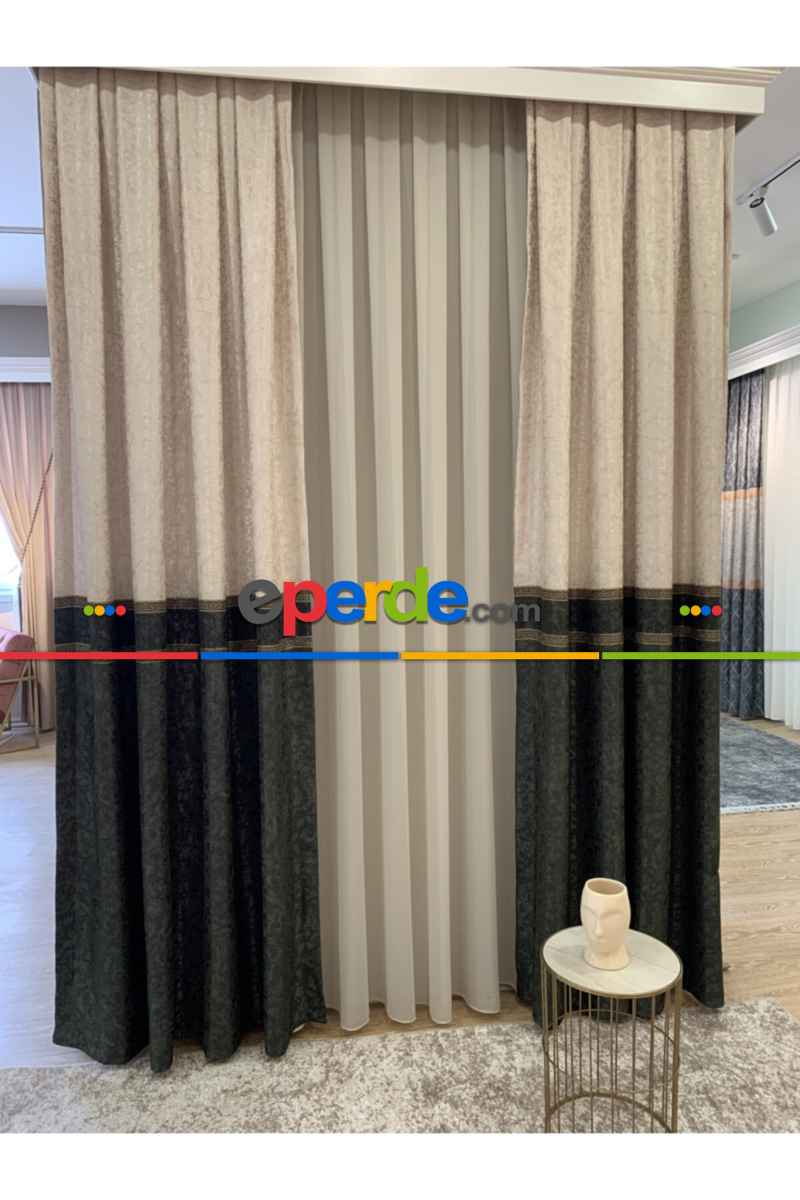 Brillant Fon Perde Yan Kanat Perde Koyu Yeşil Fon Perde Elitafon