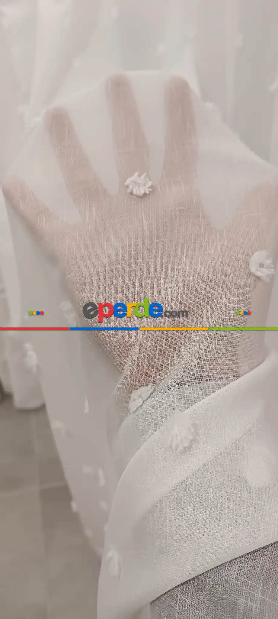 Yeni Nesil Ponpon Saçak Detaylı Tül Perdeler Ekru Renk