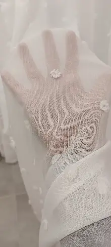 Yeni Nesil Ponpon Saçak Detaylı Tül Perdeler Ekru Renk