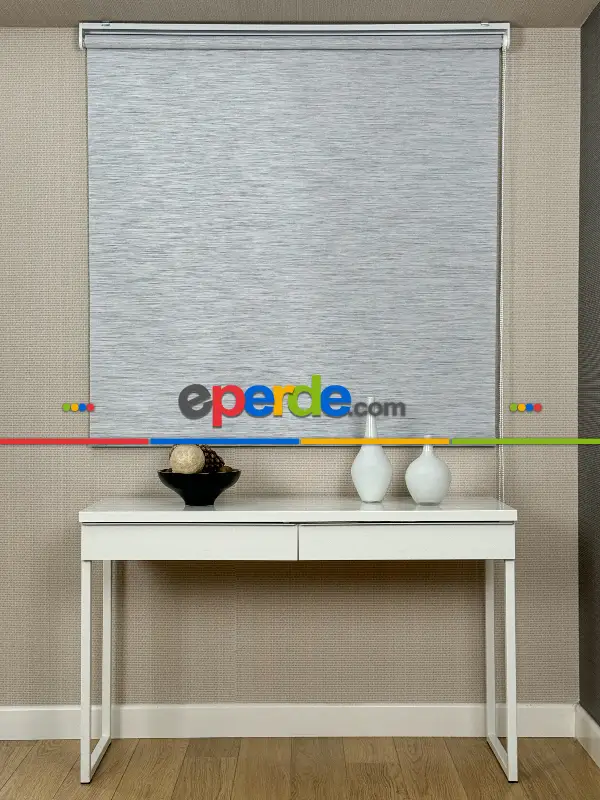 Salon Gri Bambu Stor Perde, Standart Metal Kasalı Yüksek Kalite Kornişe Kolay Montaj Seçenekli
