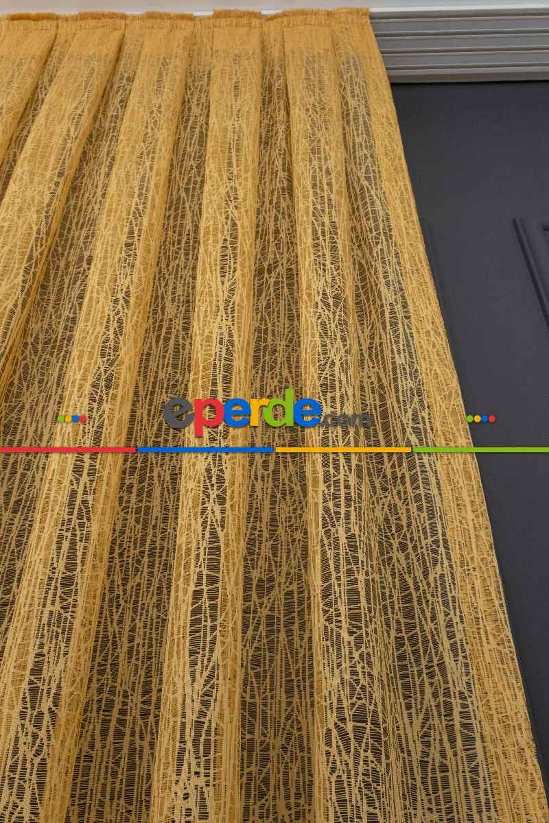 Yeni Tasarım Moda Cam Kırığı Tül Perde Hardal