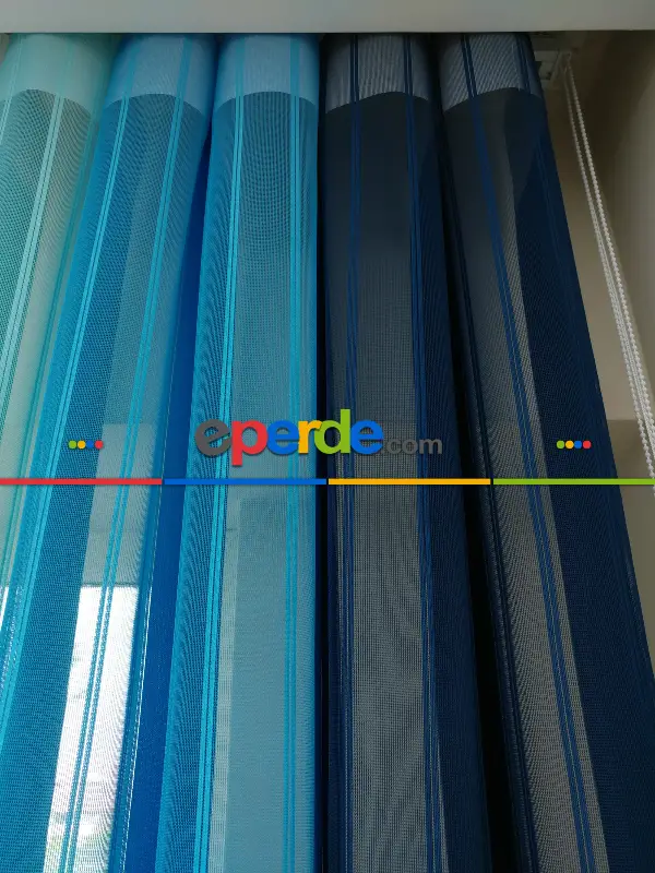 Salon - 1. Kalite Çizgili Tül Dikey Zebra Perde - Ft-33 Parlament , Ft-31 Okyanus , Ft-26 Turkuaz , Ft-02 Ekru- Lacivert