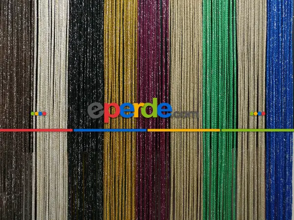 Bordo Rengi İp Perde Kalın Zincir Simli Serisi- Bordo-gümüş