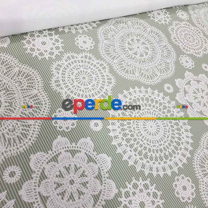 Dantel Desenli Fon Perde Evm1099 Kumaşı Kalındır Duck Bezi Değildir- Beyaz