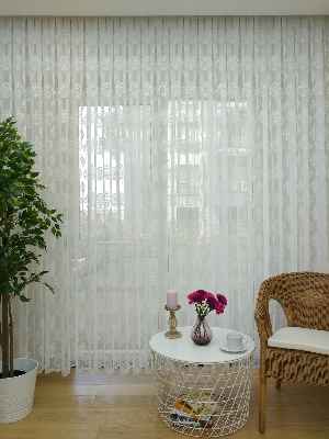 ( Orjinal ) Damask Desen Salon Fransız Dantel Tül Perde & Kruvaze Perde- Ekru