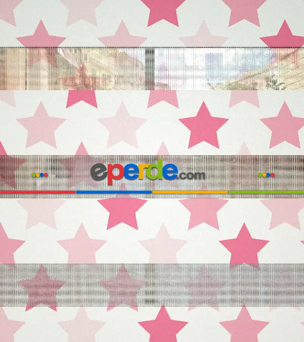 Yıldız Desenli Baskılı Zebra Perde- Pembe-Çok Renkli