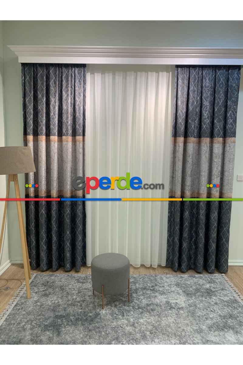 Yatak Odası - Brillant Fon Perde Yeni Moda Tasarım Renk Kanat Yan Perdeler Salon Misafir Odası Perde