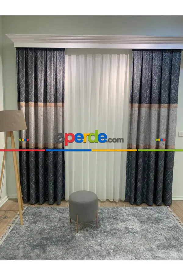 Yatak Odası - Brillant Fon Perde Yeni Moda Tasarım Renk Kanat Yan Perdeler Salon Misafir Odası Perde