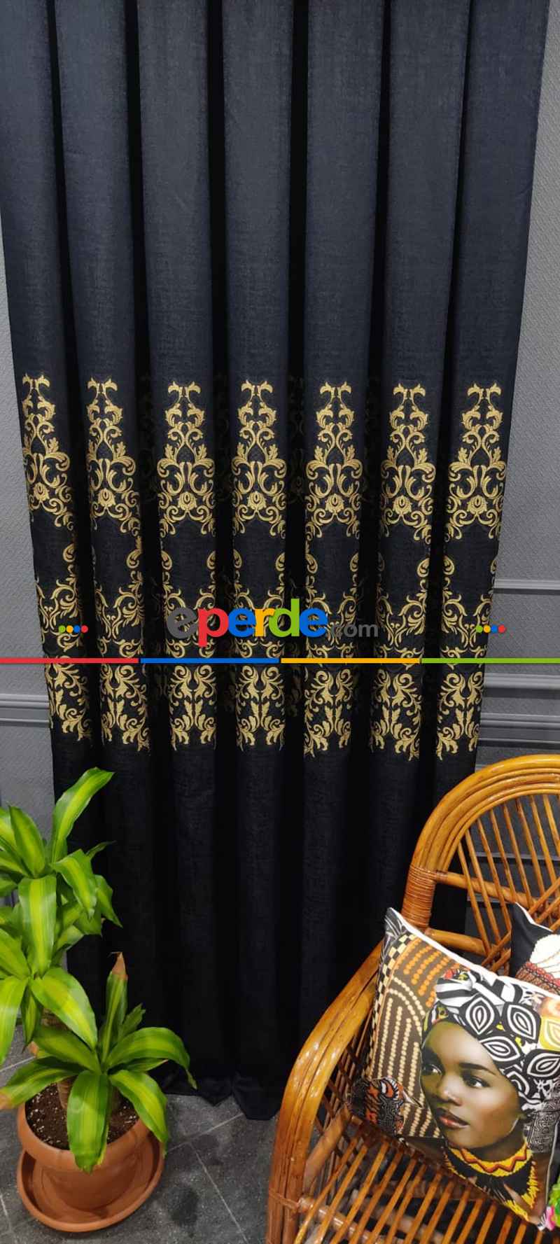 Salon Fon Perde - Lacivert Damask Desenli, Dokuma Fon Perde, Adet Fiyatıdır, İstediğiniz Boy Ölçüsünde Dikilir, Eni 50 İla 100cm Arası Seçenekler, Sık Piledir 50cm X 1cm 