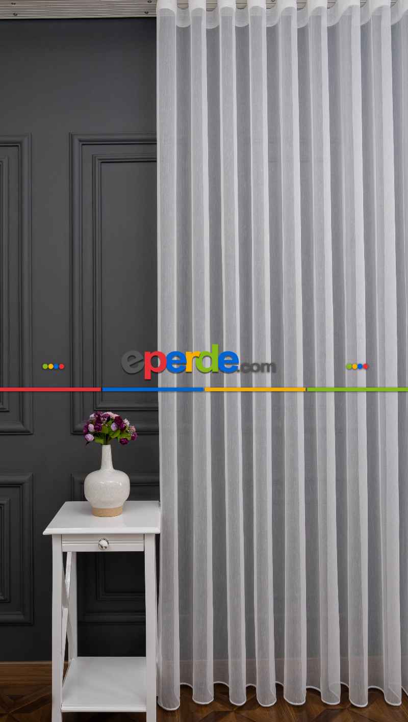 Hafif Düz Keten Tül Çok Dökümlüdür - İtinalı Dikiş - S Pile - Kurşunlu Tül