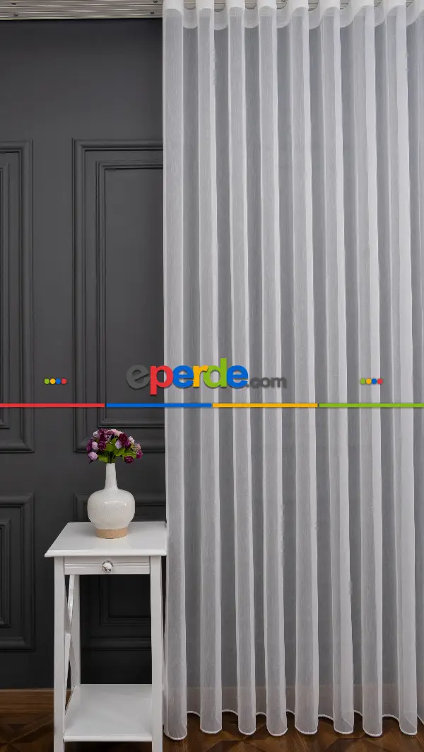 Hafif Düz Keten Tül Çok Dökümlüdür - İtinalı Dikiş - S Pile - Kurşunlu Tül