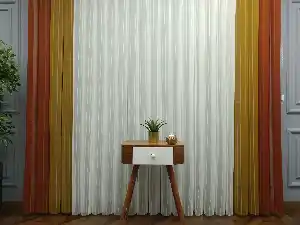 Salon - 2021 Sezonu - Tül Dikey Zebra Perde - Stor Tül Perde Hepsi Birarada- Turuncu