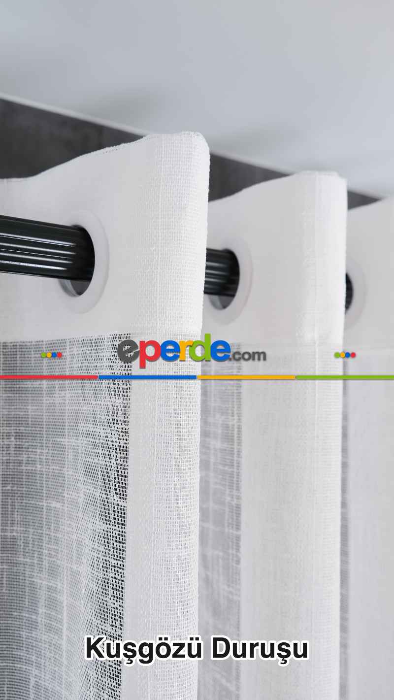 Mutfak - Natural Keten Tül Birinci Kalite İplikten Özel Üretilmiştir Ütü İstemez