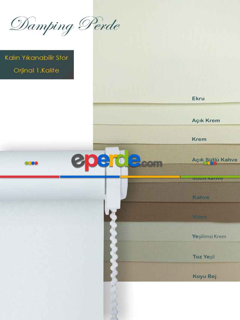 Salon Stor Perde - Düz Stor Perde Krem - Kahve - Bej - Vizon Toprak Tonları- Krem