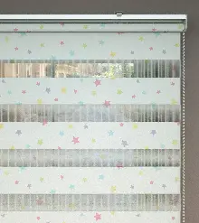 Yıldız Desenli Baskılı Zebra Perde- Çok Renkli