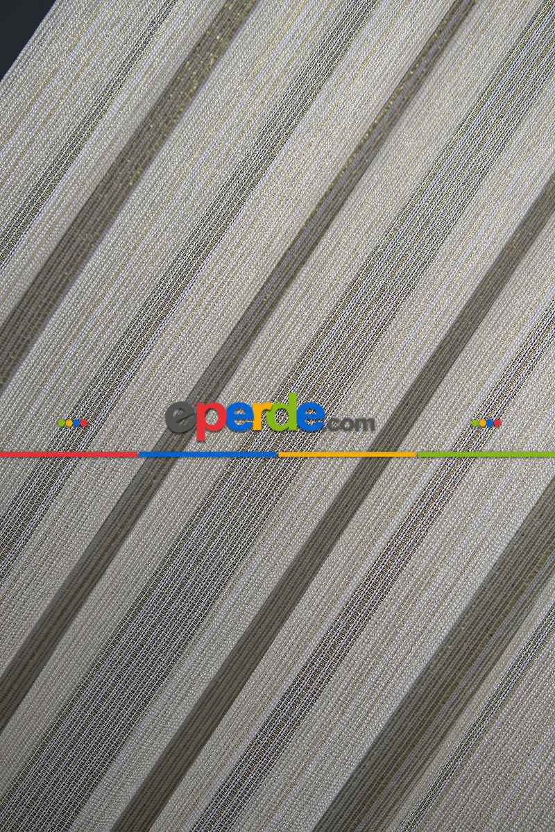 Altın Çizgili Düz Fantezi Tül Perde