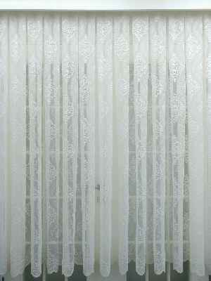 Damask Desenli Dantel Tül Perde- Ekru