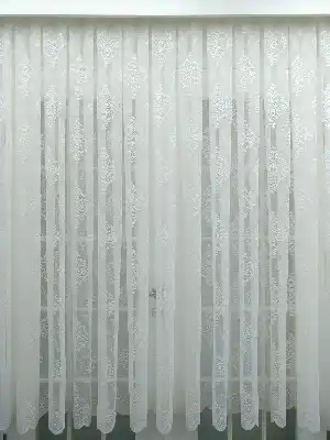 Damask Desenli Dantel Tül Perde- Ekru