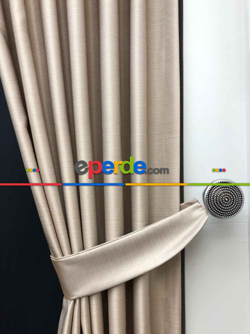 Krem Bej Desenli Jakar Fon Perde