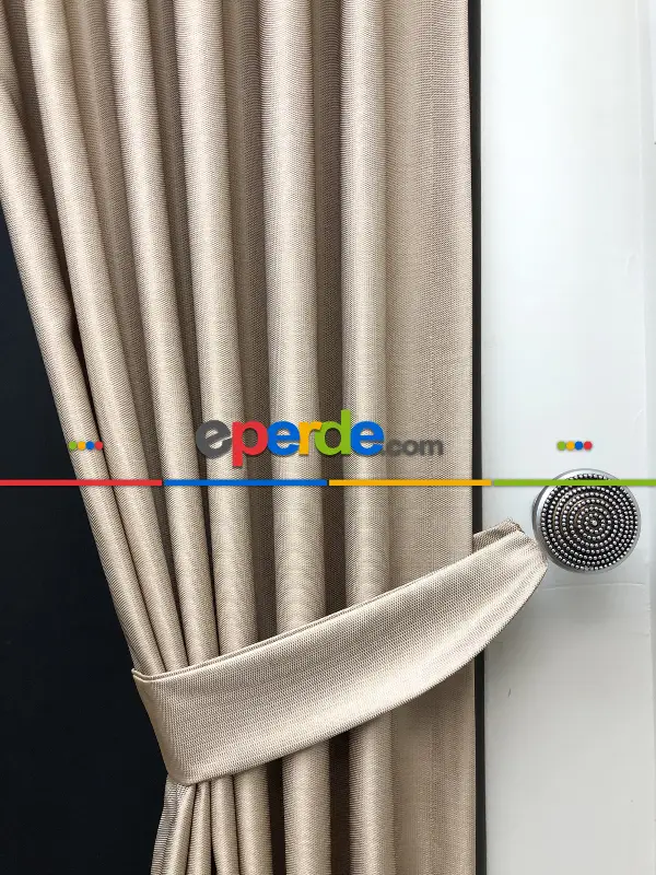 Krem Bej Desenli Jakar Fon Perde