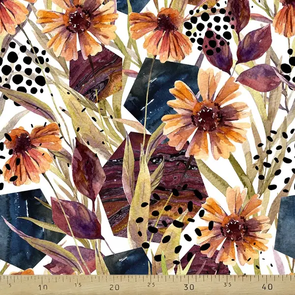 Çiçek Desenli Fon Perde Evm674 Kumaşı Kalındır Duck Bezi Değildir- Beyaz-Pembe Açık