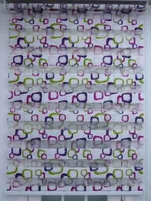 Spor Desenli Zebra Perde- Mor-Açık Yeşil