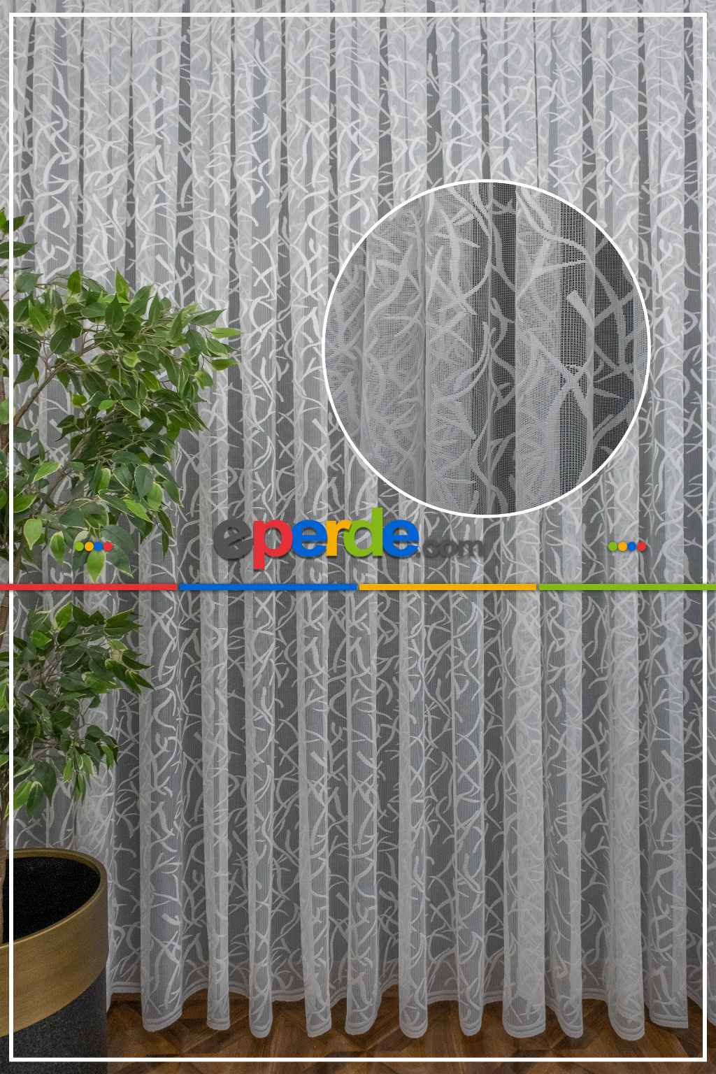 2022 Model Ekru Desenli Örme 1.sınıf Kalite Tül Perde