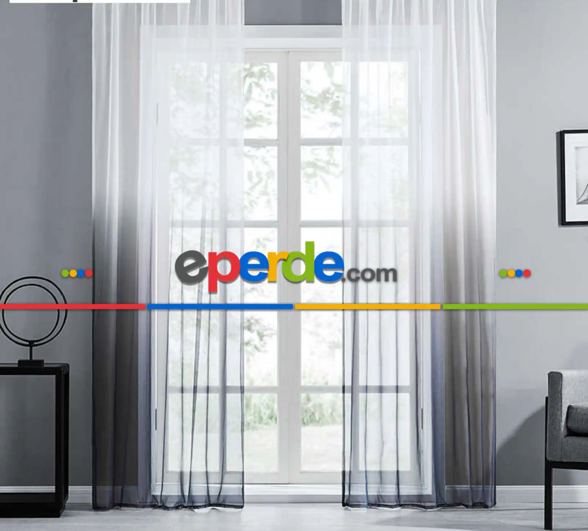 Renkli Geçişli Yeni Moda Pastel Renk Tül Perde - Gri - Füme - Antrasit - Kurşunlu Tül