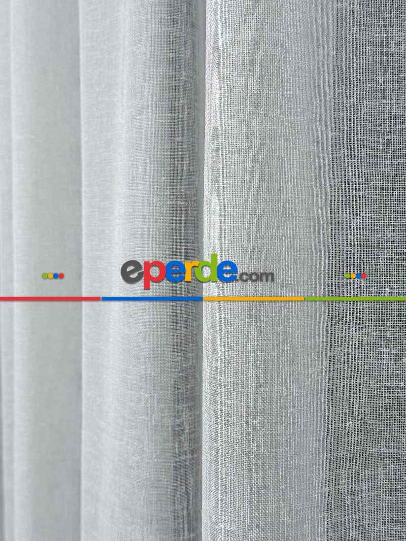 Ekru Keten Tül Perde, Büzgü Ekstraforlu