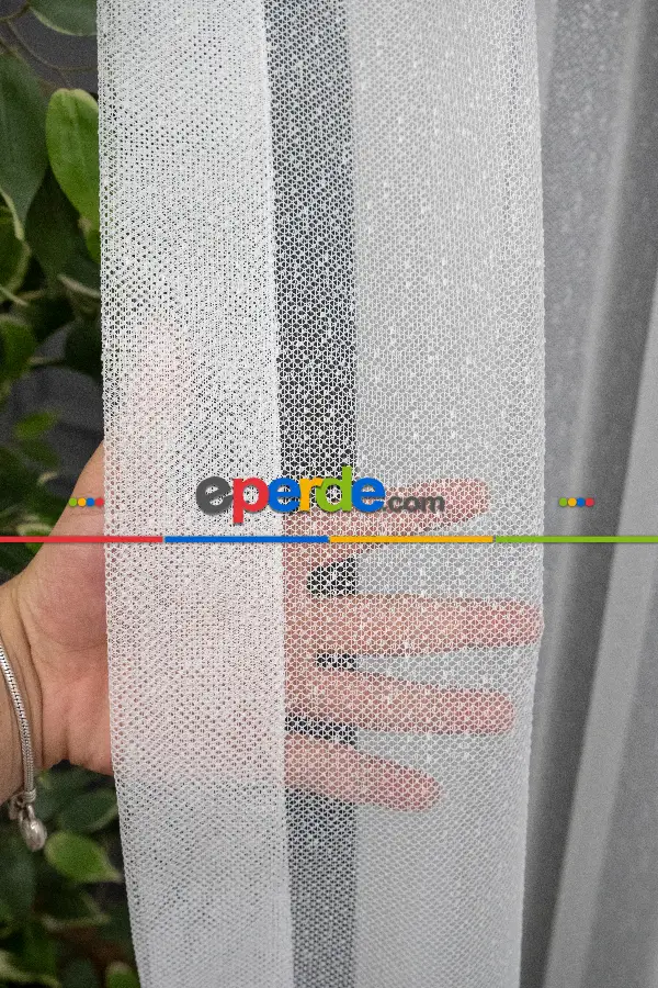 Salon Tül Perde - Şehrazat Fransız Danteli Etek Ucu Gri Renk Nakışlı Örme Tül