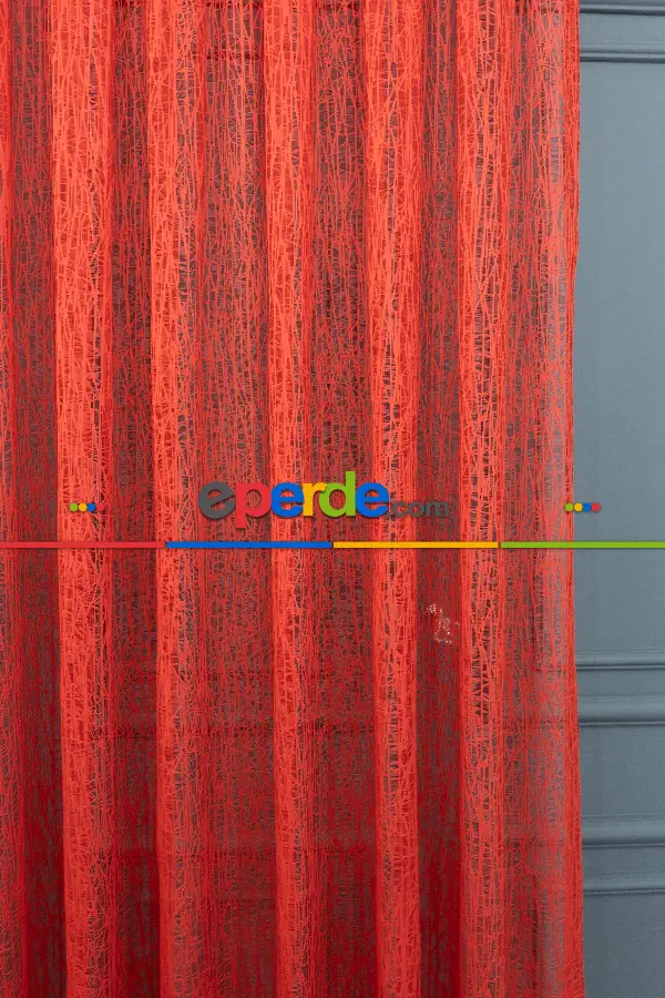Kırmızı Renk Yeni Tasarım Moda Cam Kırığı Tül Perde