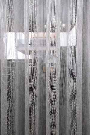 Hazır Ölçü Çizgili Düz Tül Perde - Sedef Simli Tül - Ütü İstemez - Kurşunlu Tül