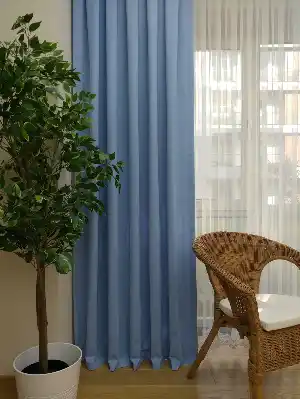 Açık Mavi Fon Perde- Mavi Açık
