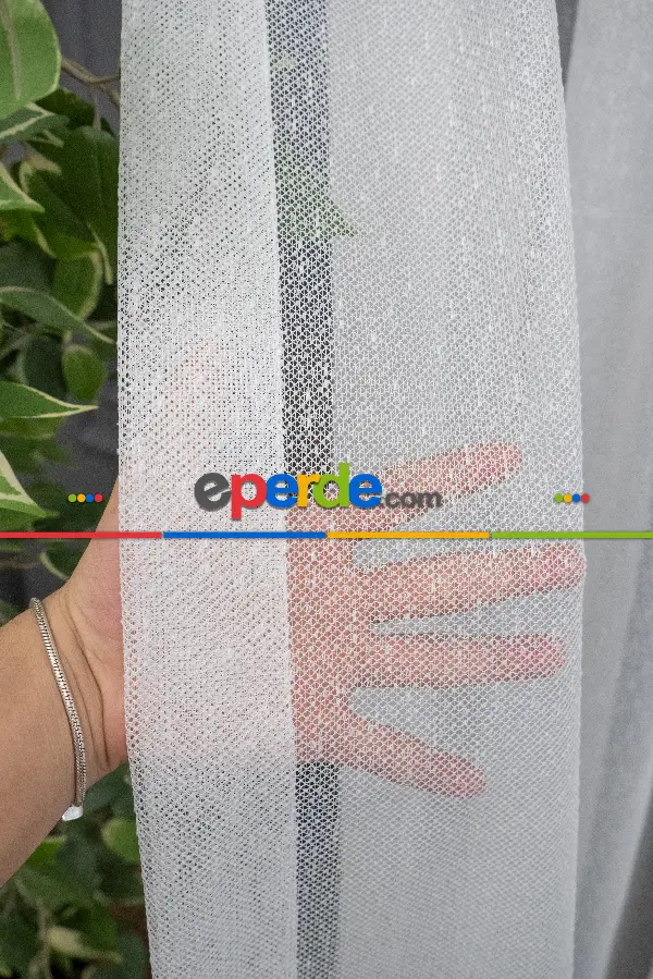 Salon Tül Perde - Şehrazat Fransız Danteli Etek Ucu Kahve Renk Nakışlı Örme Tül