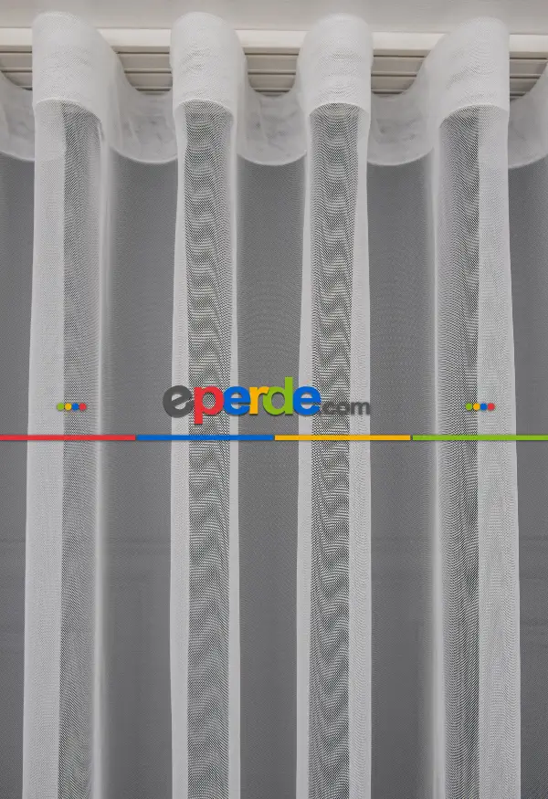 Grek Düz Tül Ekru Renk - İtinalı Dikiş - S Pile - Kurşunlu Tül