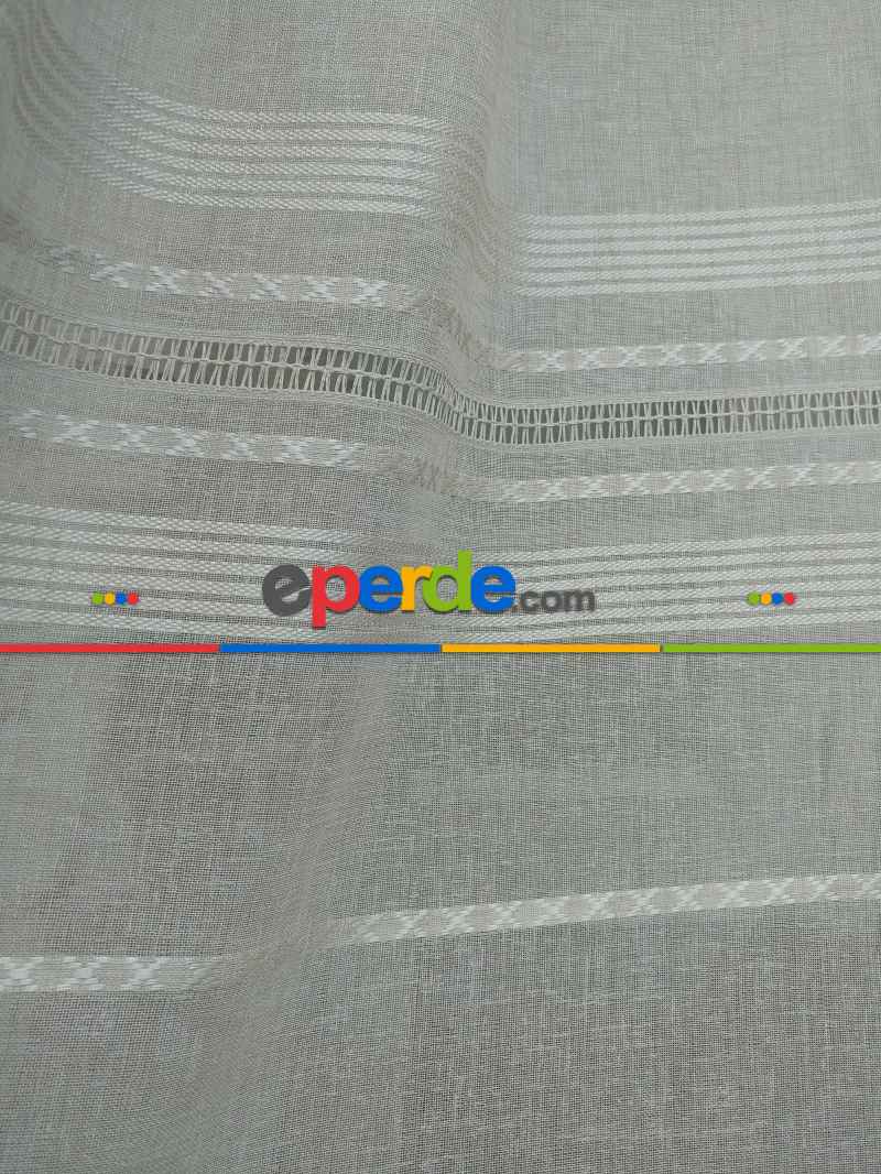 Koyu Krem - Keten Tül Perde- Krem Koyu - Kurşunlu Tül