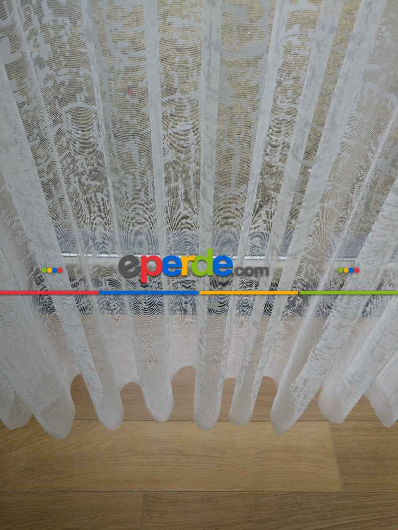 Mutfak Tül Perde Spor Desen - Ütü İstemez- Ekru