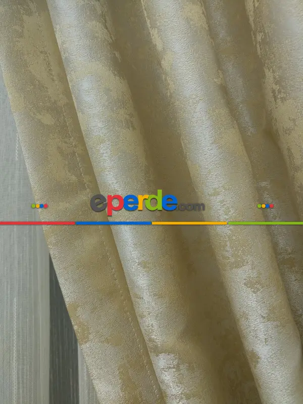 Bej Renk Jakar Desenli Fon Perde- Bej