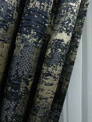 Patine Desenli Lacivert Jakar Fon Perde (180)- Lacivert