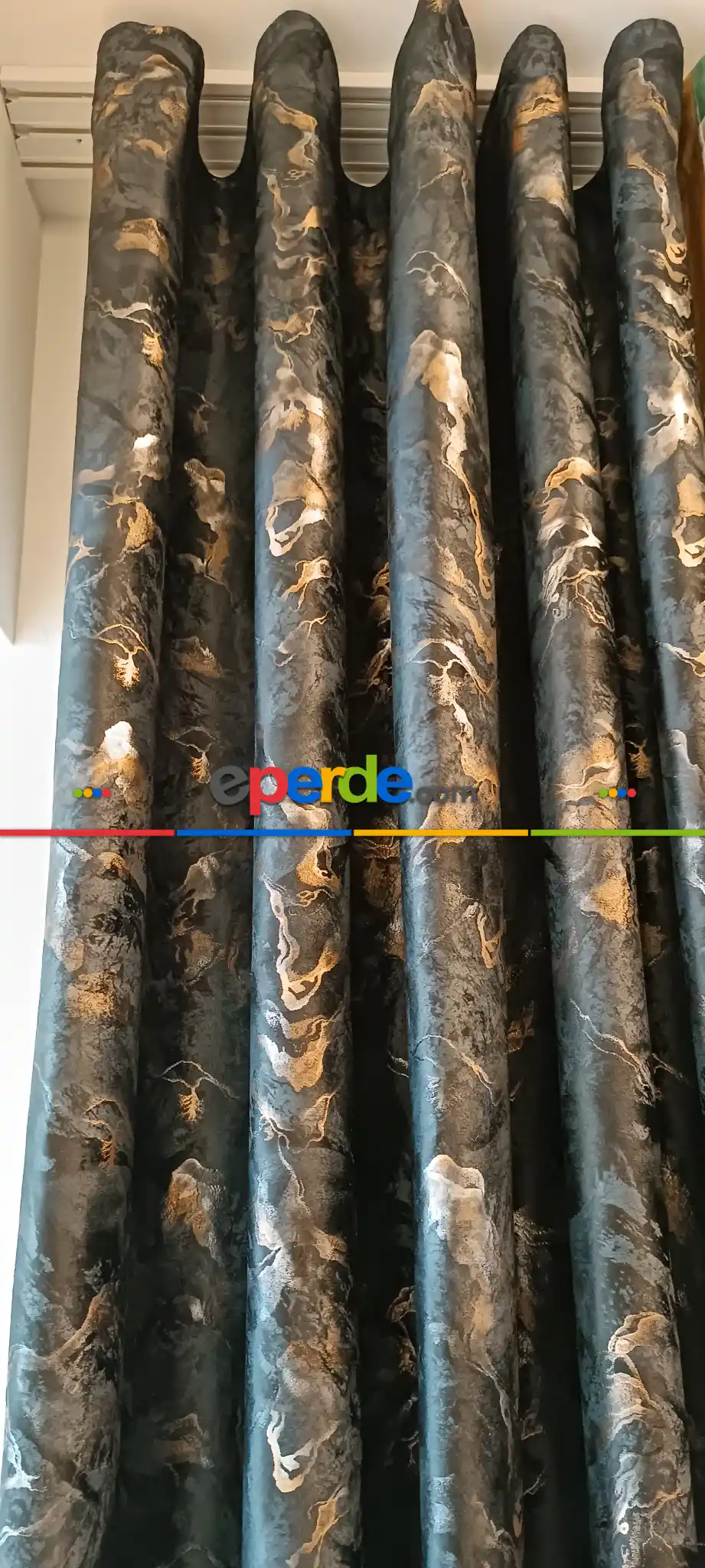 Modern Mermer Desenli Fon Perde İthal Kadife