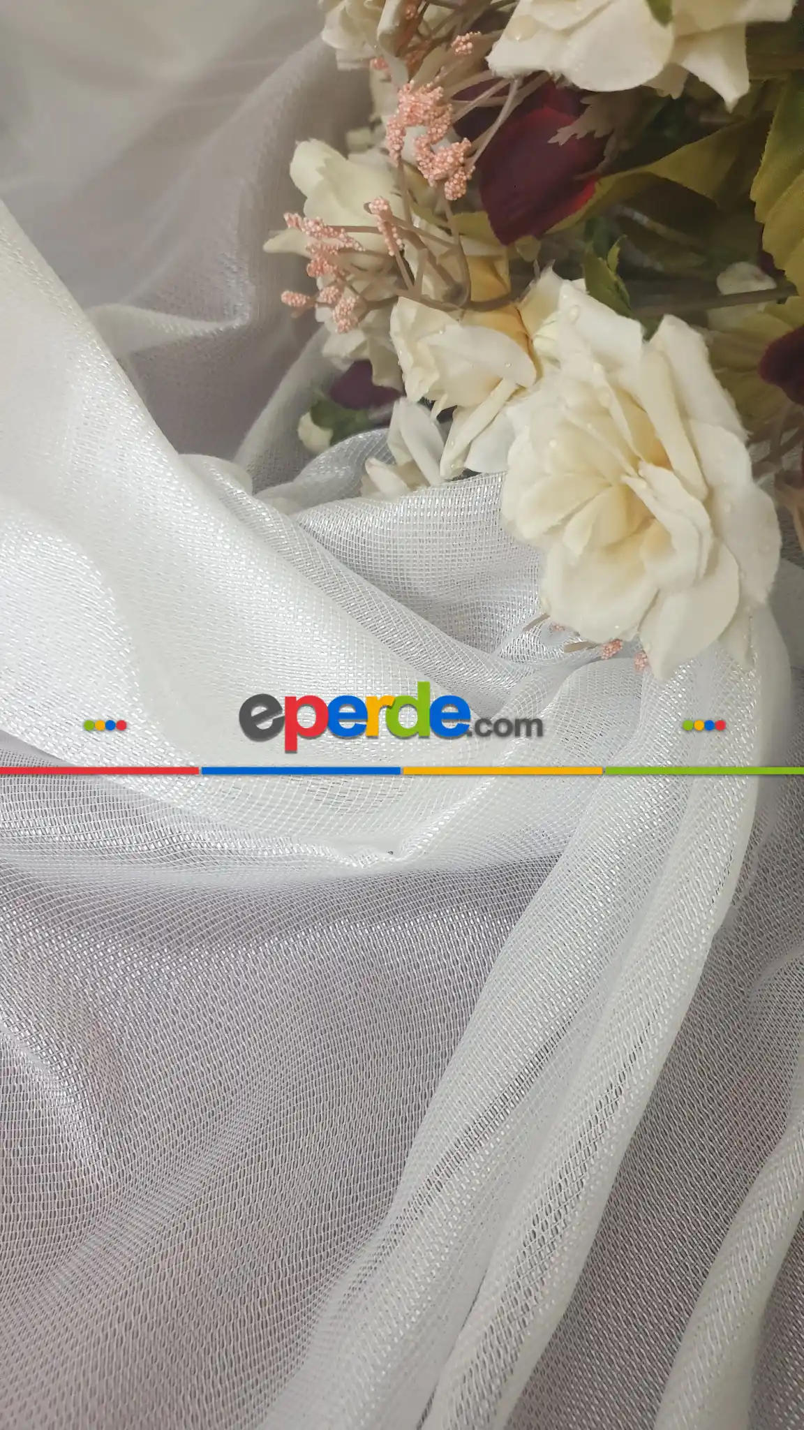 Salon Parlak Kalın Tül- Beyaz-Ekru