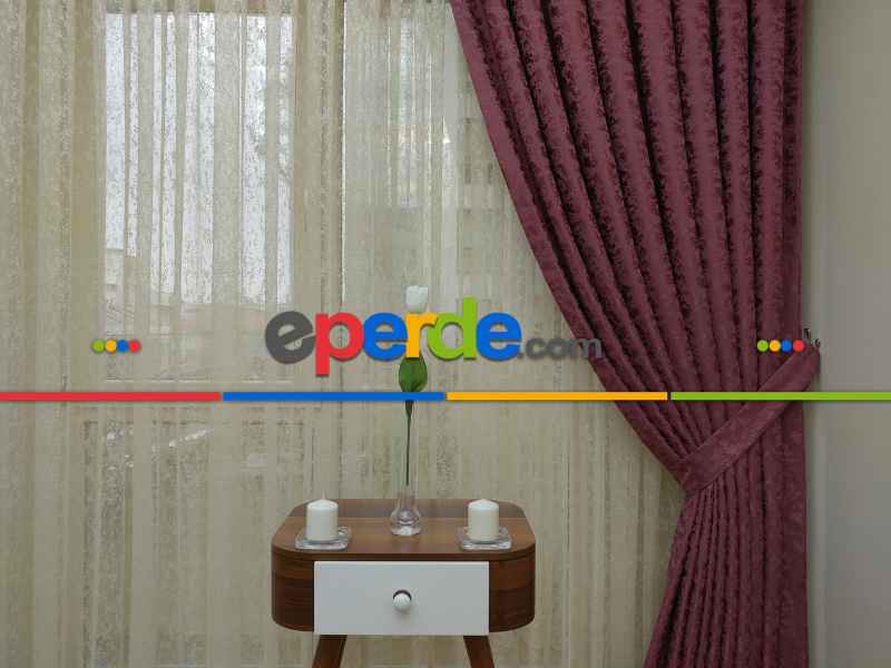 Koyu Gül Duz Jakar Fon Perde (180)- Gül Kurusu