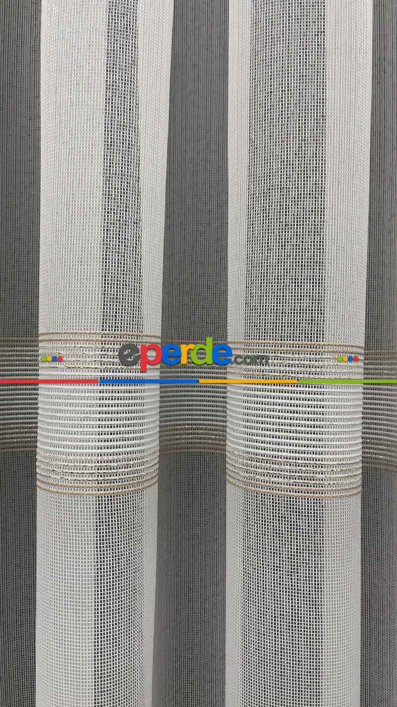 Premium Kalite Trend Perde Modelleri 2025-enine Kumaş Bantlı Dokuma Tül Perde 06