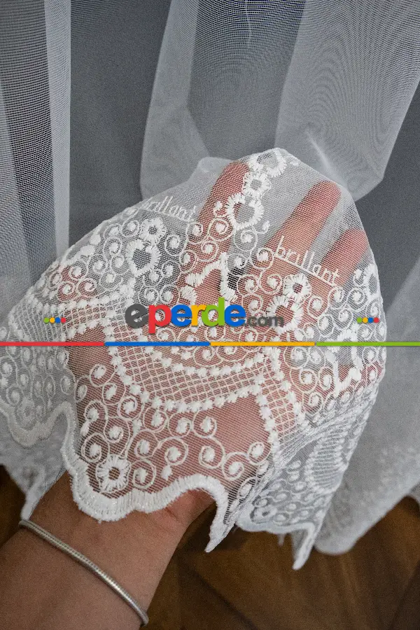 Salon - Brillant Tül Bore Desen Tarz Moda Yeni Salon Tül Nakış İşlemeli Tül