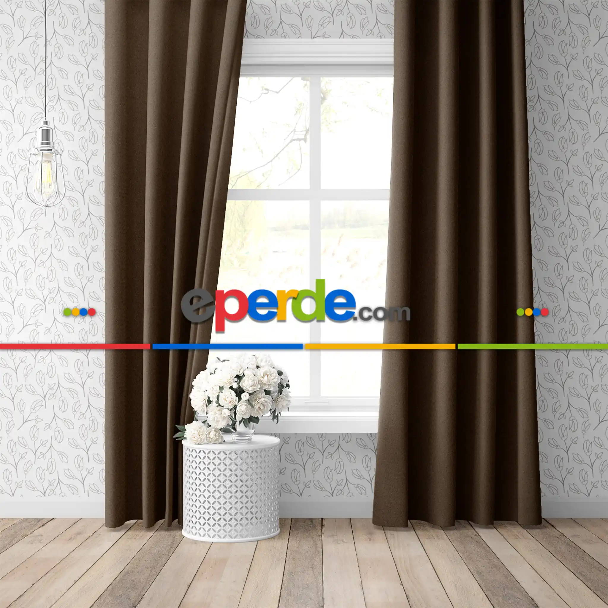 Oturma Odası - Blackout Karartma Tek Kanat Fon Perde Kahverengi